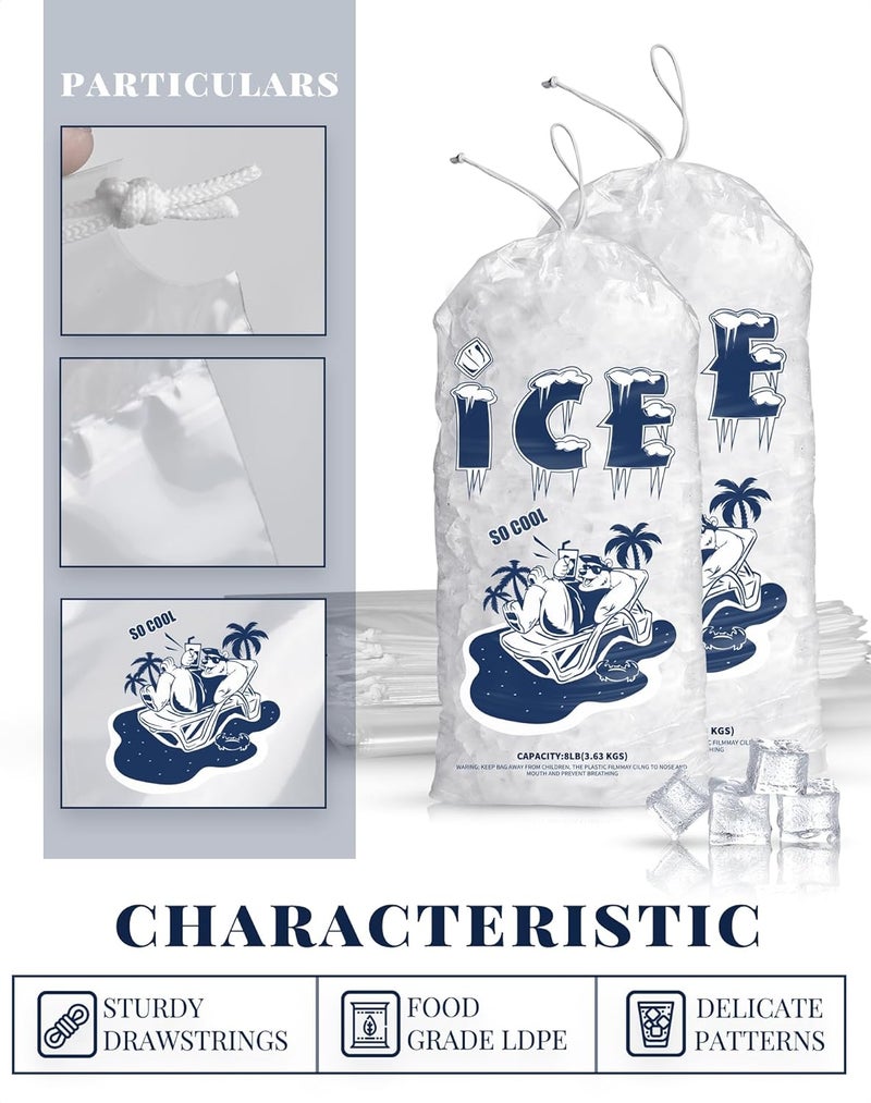FireKylin 100 Pack Ice Bags 10 lb, Heavy-Duty Ice Bags with Drawstring(2 Mils Thickness) - Image 3
